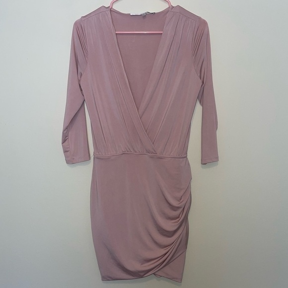 Lover + Friends Love Happy Mauve Pink Bodycon Long Sleeve Mini Dress Small - Picture 5 of 10